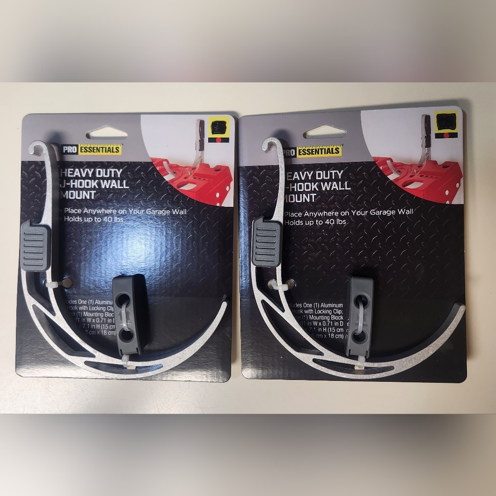 2 Heavy Duty J-Hook Wall Mounts Storage Hangers Heavy Duty Hanging Garage Hooks